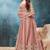 Peach embroidered net anarkali suit