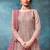 Pink embroidered net anarkali suit
