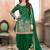 Green embroidered mirror work silk patiala suits