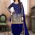 Blue embroidered mirror work silk patiala suits