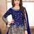 Blue embroidered mirror work silk patiala suits