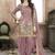 Beige embroidered mirror work silk patiala suits