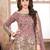 Beige embroidered mirror work silk patiala suits