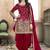 Red embroidered mirror work silk patiala suits