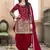 Red embroidered mirror work silk patiala suits