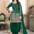 Dark green embroidered mirror work silk patiala suits