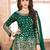 Dark green embroidered mirror work silk patiala suits