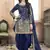 Navy blue embroidered mirror work silk patiala suits