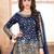 Navy blue embroidered mirror work silk patiala suits