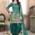 Teal green embroidered mirror work silk patiala suits