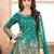 Teal green embroidered mirror work silk patiala suits
