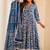 White Blue Floral Printed Anarkali Kurti Pant Dupatta Se
