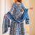 White Blue Floral Printed Anarkali Kurti Pant Dupatta Se