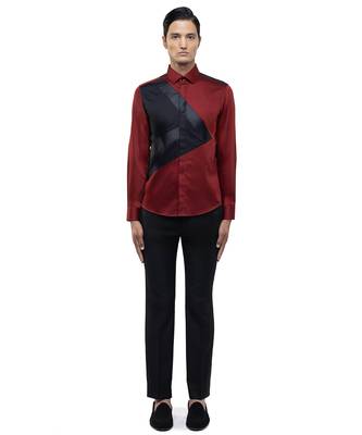 Maroon plain cotton shirt 2