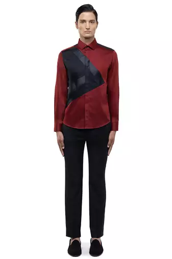 Maroon plain cotton shirt
