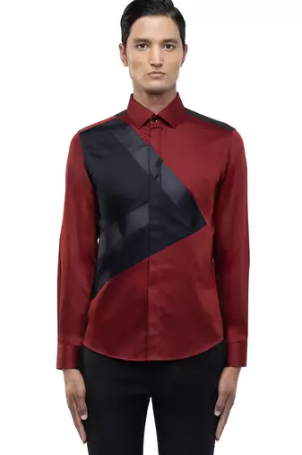 Maroon plain cotton shirt