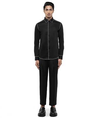 Black plain cotton shirt 1