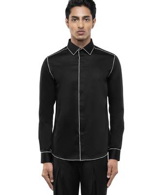 Black plain cotton shirt 4