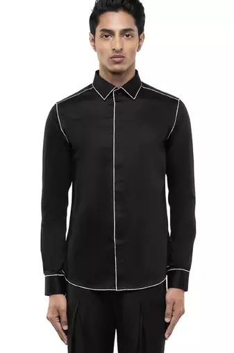 Black plain cotton shirt