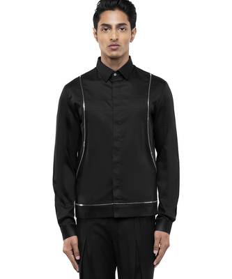 Black plain cotton shirt 1