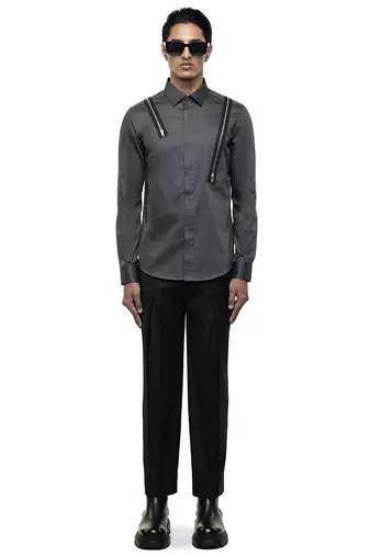Grey plain cotton shirt