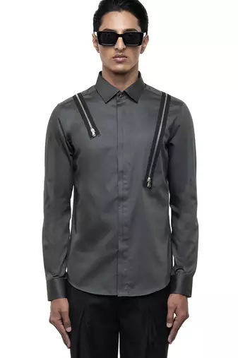 Grey plain cotton shirt