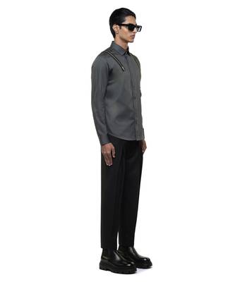Grey plain cotton shirt 3