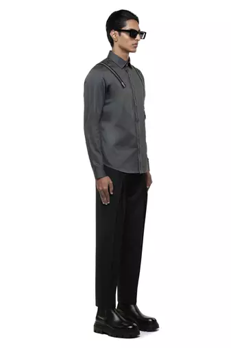 Grey plain cotton shirt