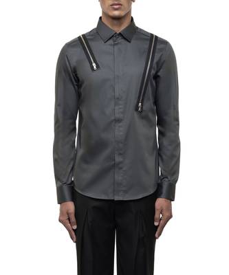Grey plain cotton shirt 5