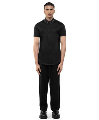 Black plain cotton shirt 2
