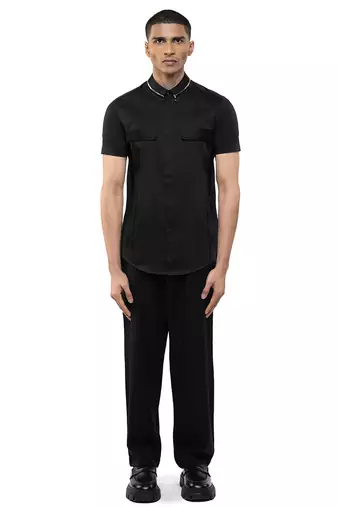 Black plain cotton shirt