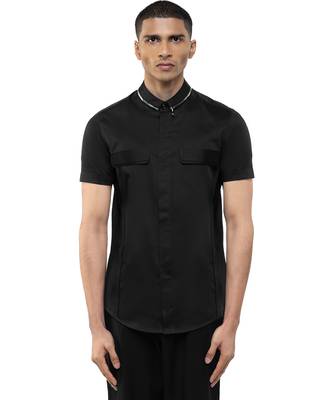 Black plain cotton shirt 1