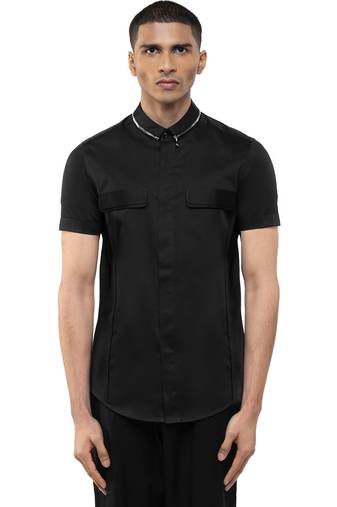 Black plain cotton shirt