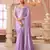Lavendor chiffon silk with embroidery & banglori silk unstitched blouse   designer saree for festive wear