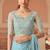 Skyblue rainbow chiffon silk with embroidery & banglori silk unstitched blouse – designer saree for festive wear