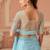 Skyblue rainbow chiffon silk with embroidery & banglori silk unstitched blouse – designer saree for festive wear