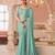 Seagreen rainbow chiffon silkwith embroidery & banglori silk unstitched blouse – designer saree for festive wear