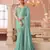 Seagreen rainbow chiffon silkwith embroidery & banglori silk unstitched blouse   designer saree for festive wear