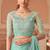 Seagreen rainbow chiffon silkwith embroidery & banglori silk unstitched blouse – designer saree for festive wear