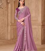 Onion satin georgette pattern saree with tussar silk blouse