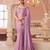 Pink rainbow chiffon silk with embroidery & banglori silk unstitched blouse – designer saree for festive wear