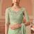 Light green rainbow chiffon silk with embroidery & banglori silk unstitched blouse – designer saree for festive wear