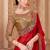 Blooming red satin silk saree with brocade blouse
