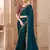 Peacock blue satin georgette saree with tussar silk blouse