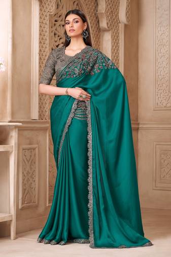 Fiona satin silk saree with tussar silk blouse