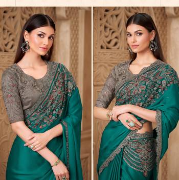 Fiona satin silk blend saree with tussar silk blend blouse 2