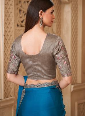 Fiona satin silk blend saree with tussar silk blend blouse 4