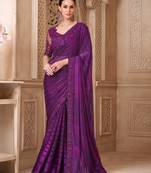 Mulberry pattern georgette saree with tussar silk blouse