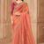 Gold sparkle georgette silk saree with brocade weave blouse
