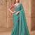 Dusty blue satin crush georgette saree with tussar silk blouse